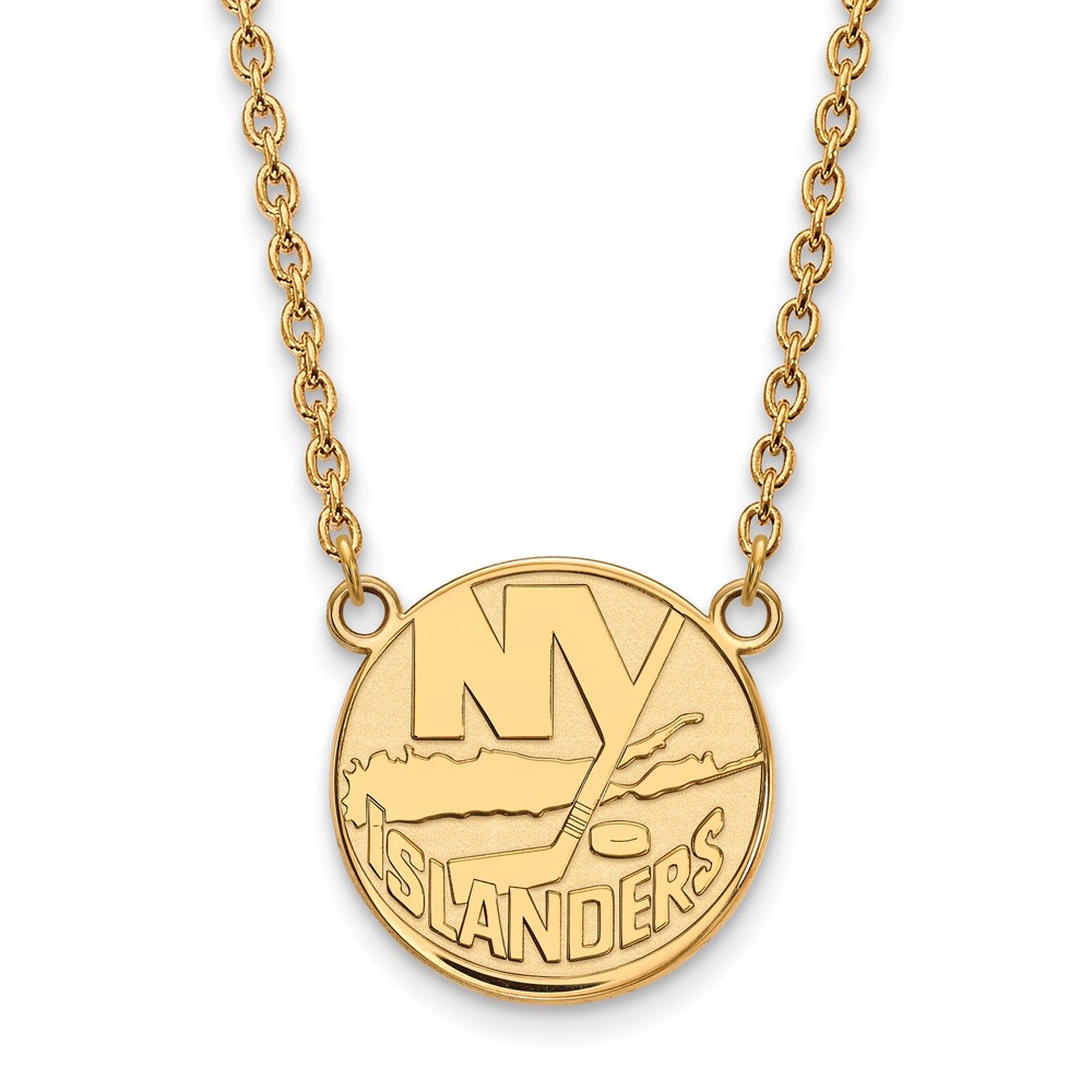 SS 14k Yellow Gold Plated NHL New York Islanders LG Necklace