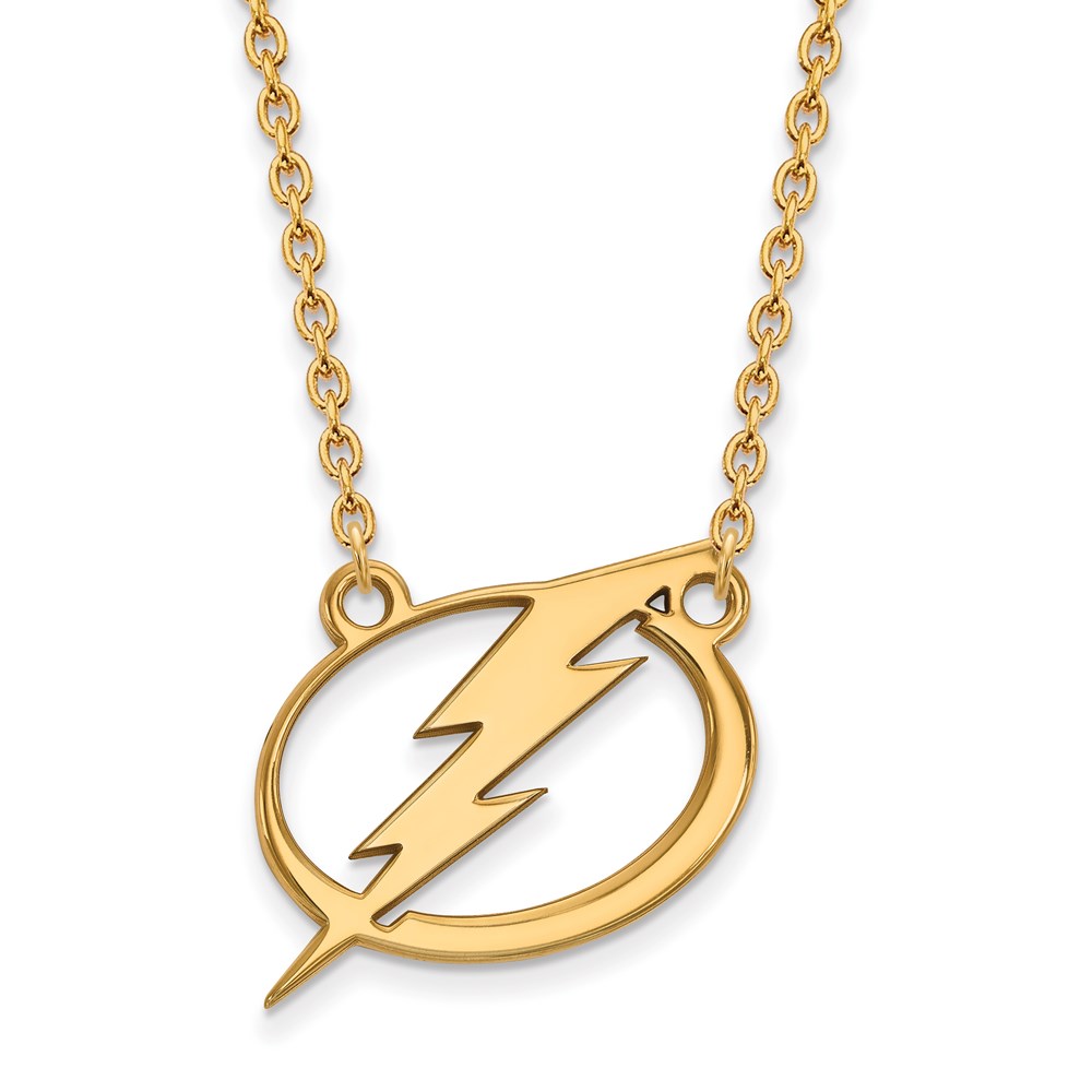 SS 14k Yellow Gold Plated NHL Tampa Bay Lightning LG Necklace