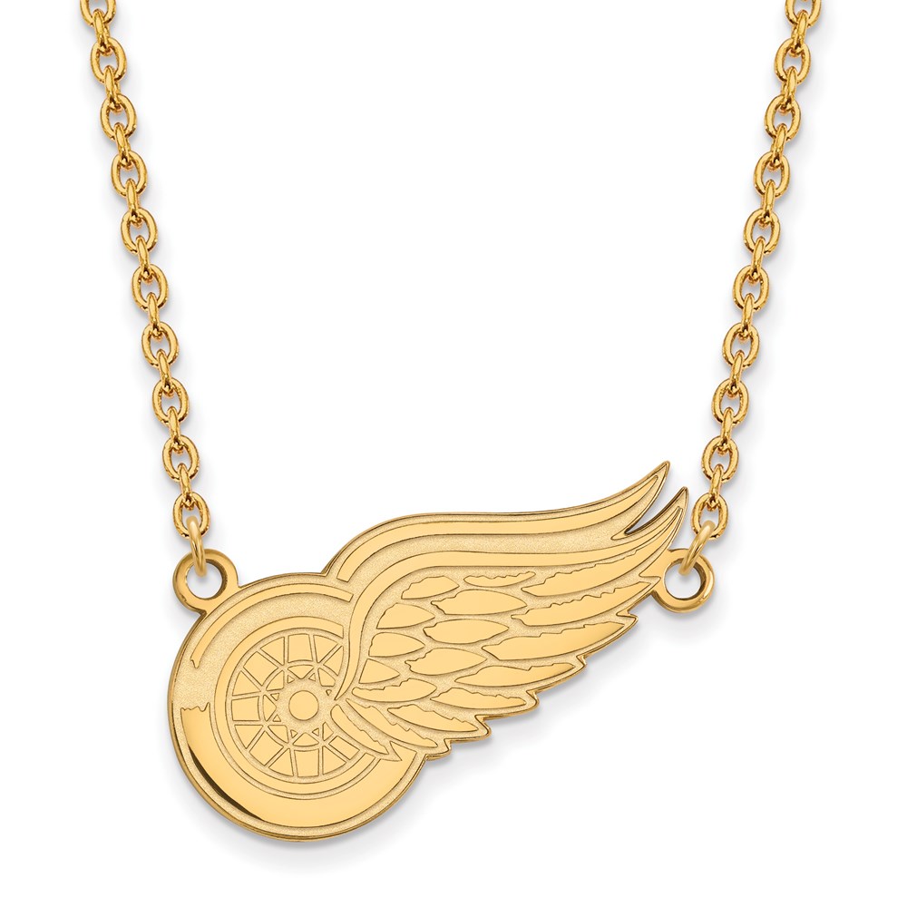 SS 14k Yellow Gold Plated NHL Detroit Red Wings LG Necklace