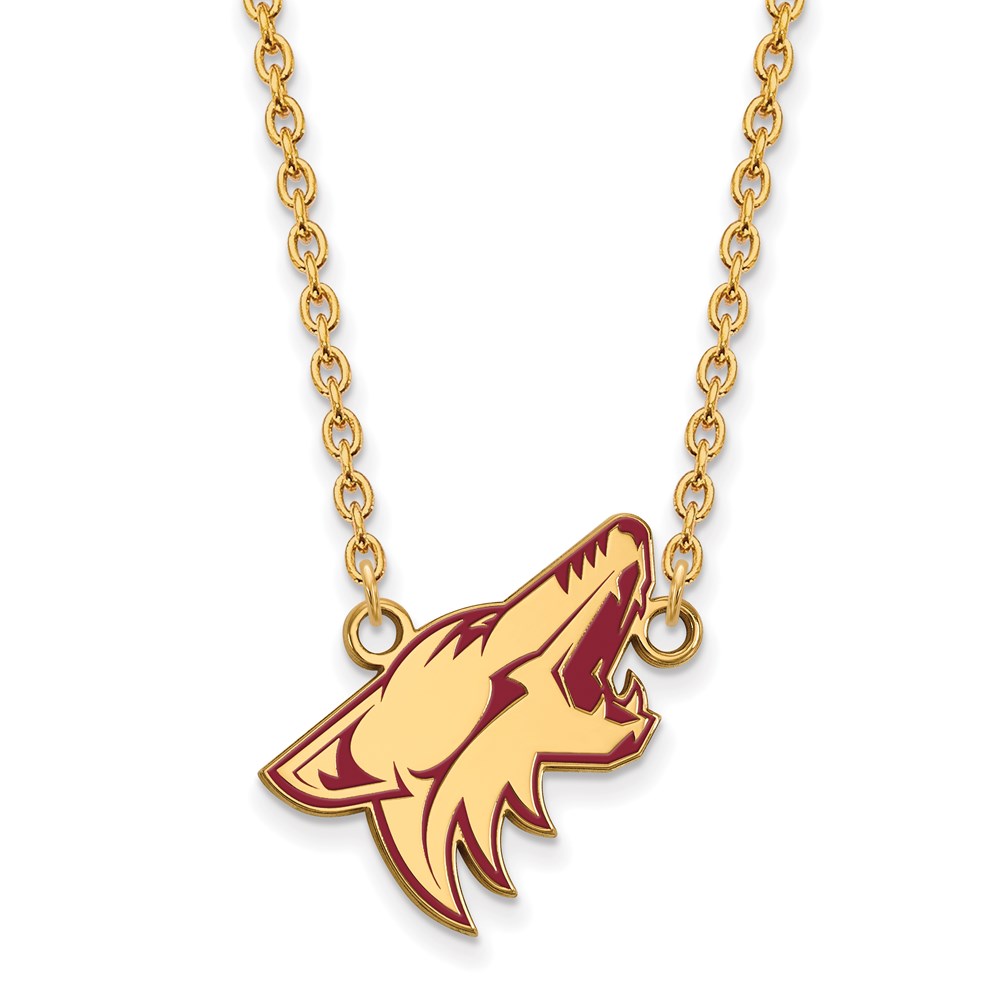 SS 14k Yellow Gold Plated NHL Coyotes LG Enamel Necklace