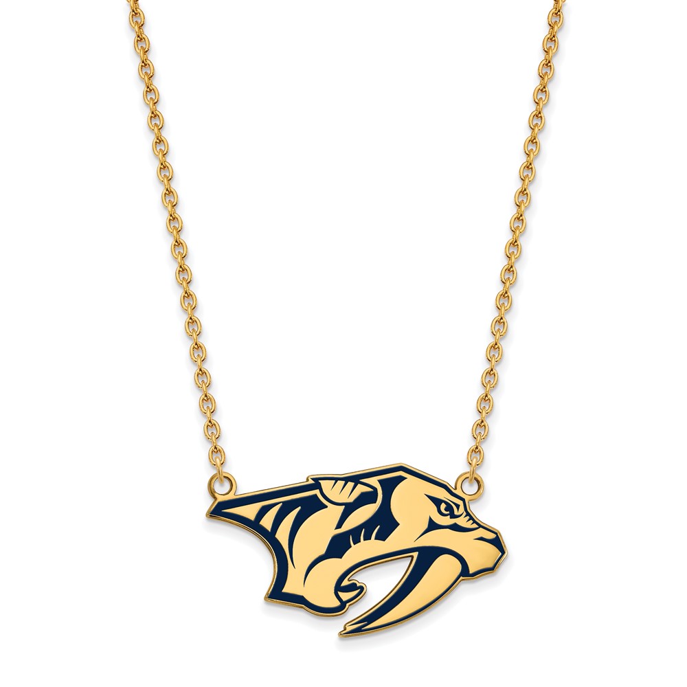 SS 14k Yellow Gold Plated NHL Predators LG Enamel Necklace
