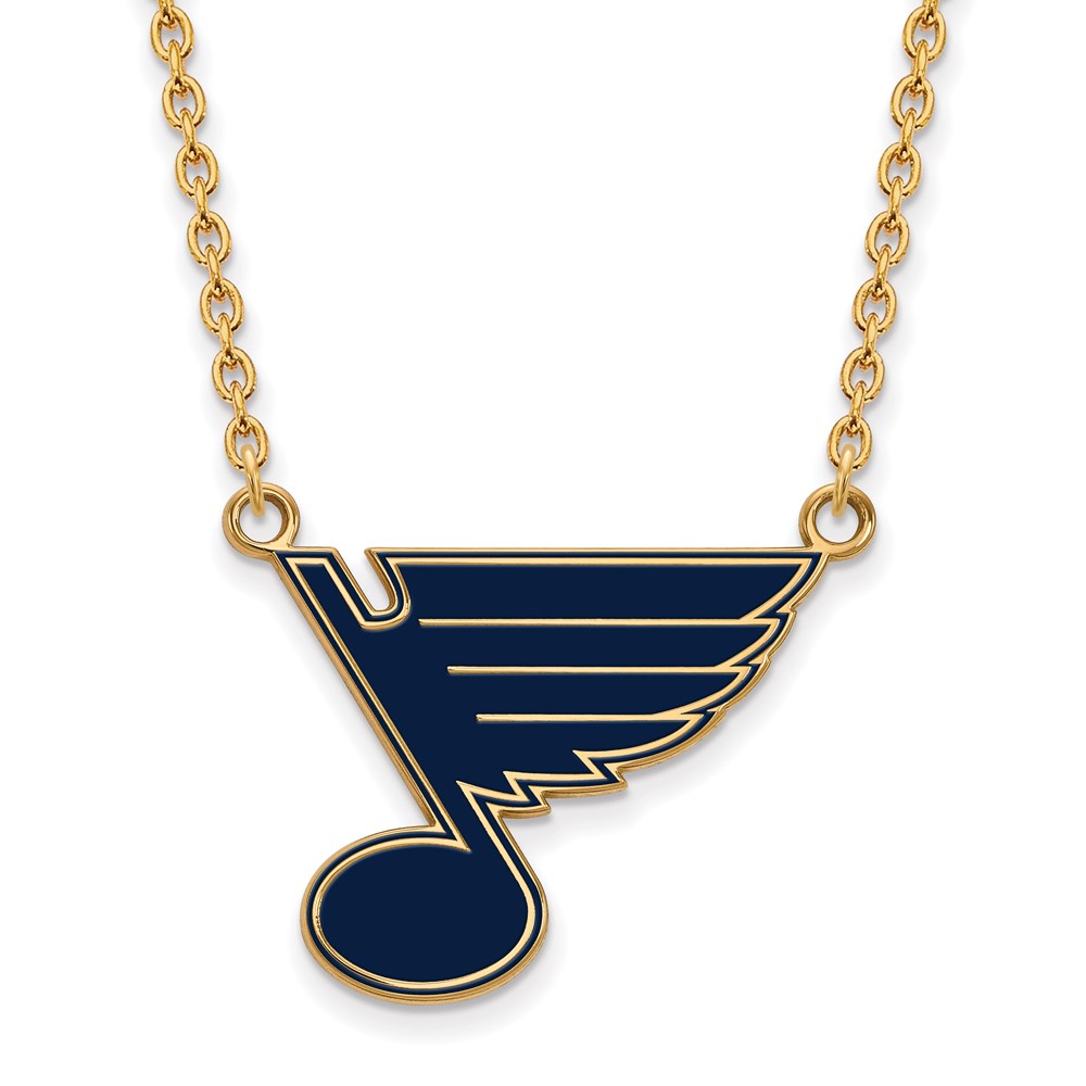 SS 14k Yellow Gold Plated NHL St. Louis Blues LG Enamel Necklace