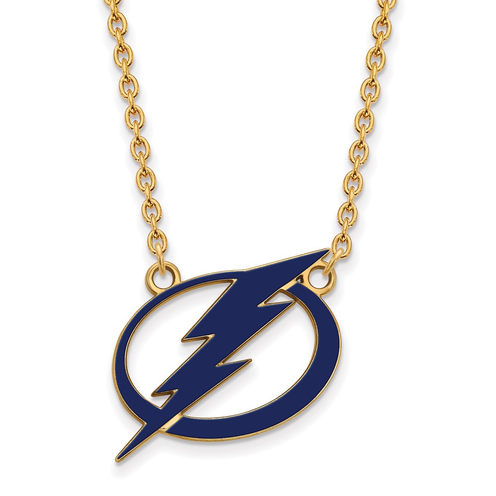 SS 14k Yellow Gold Plated NHL Lightning LG Enamel Necklace