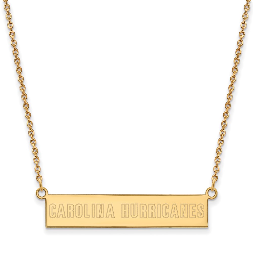 SS 14k Yellow Gold Plated NHL Hurricanes SM Bar Necklace, 18 In