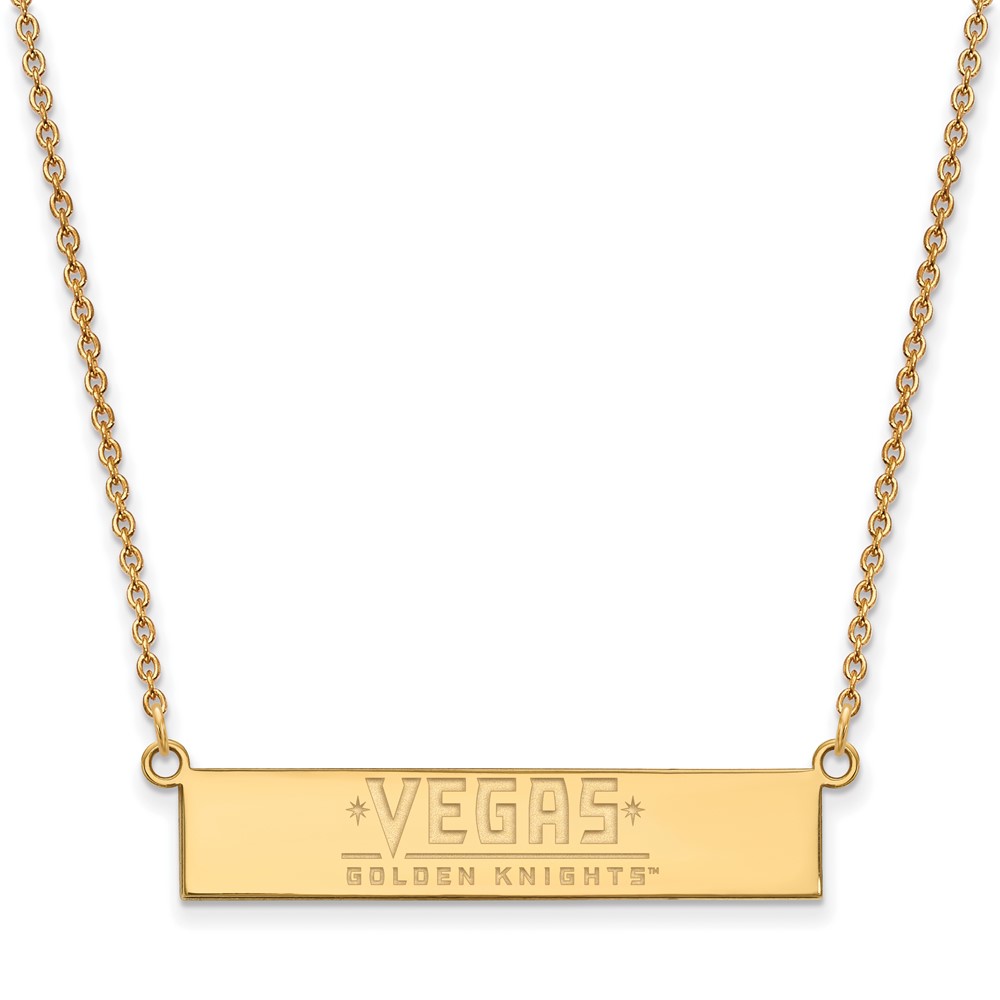 SS 14k Yellow Gold Plated NHL Golden Knights SM Bar Necklace, 18 In