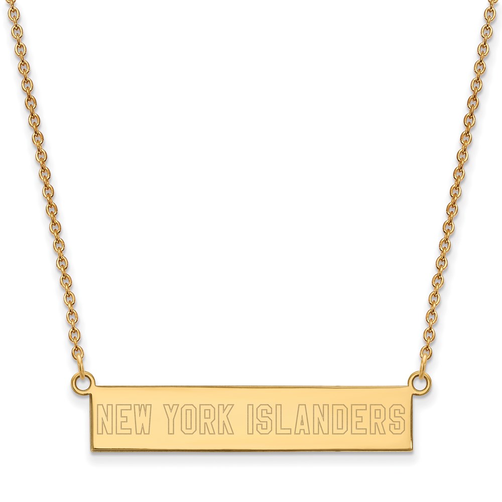 SS 14k Yellow Gold Plated NHL New York Islanders SM Bar Necklace