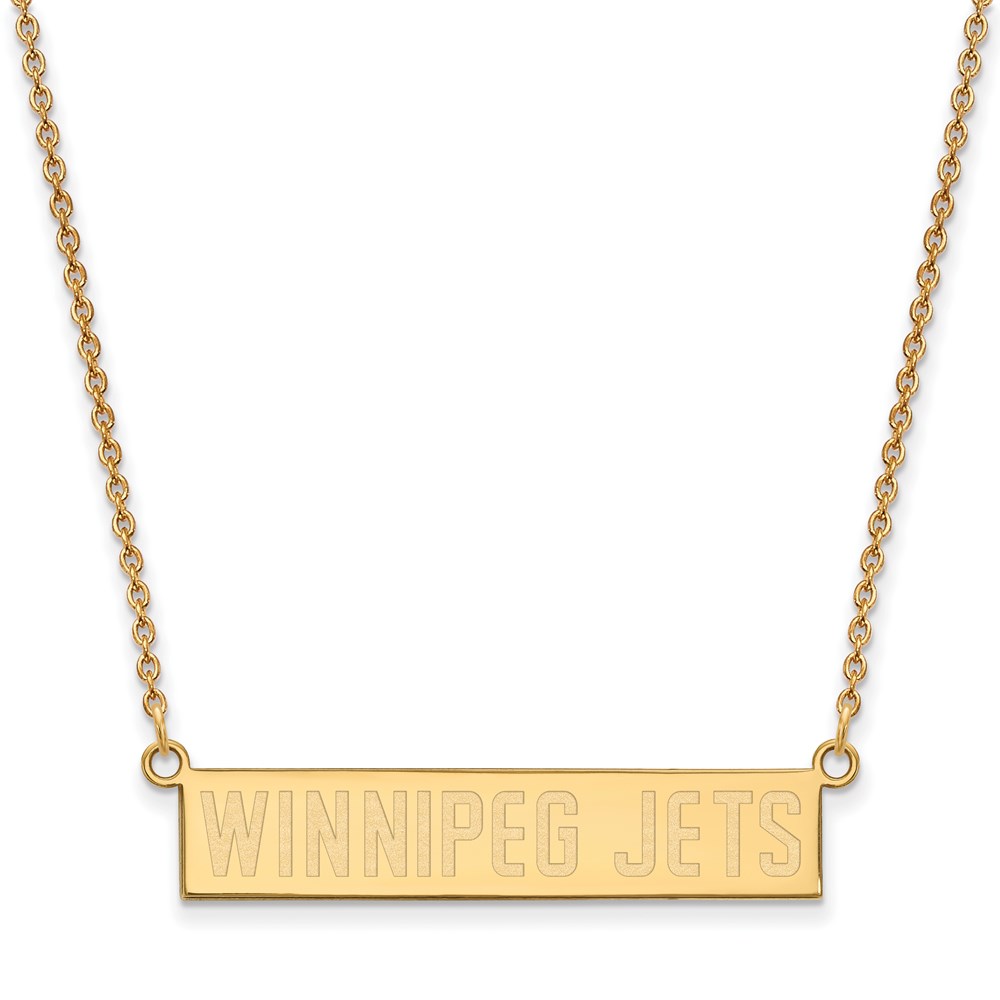 SS 14k Yellow Gold Plated NHL Winnipeg Jets SM Bar Necklace