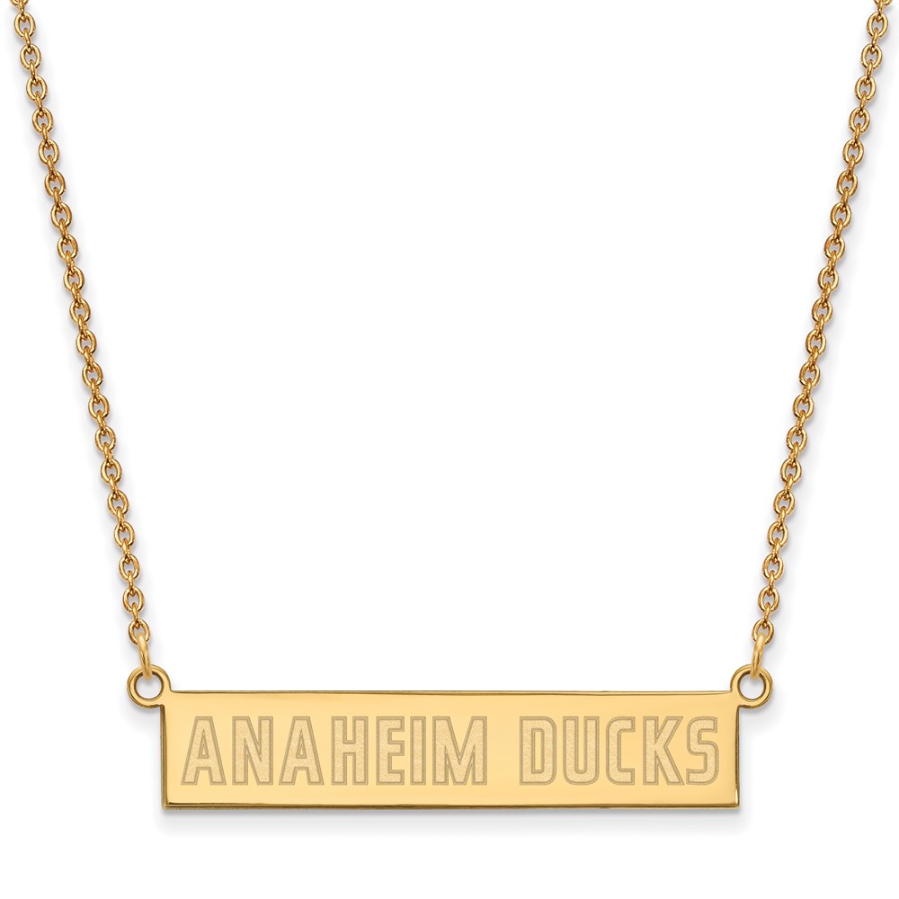 SS 14k Yellow Gold Plated NHL Anaheim Ducks SM Bar Necklace