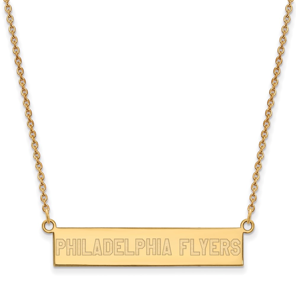 SS 14k Yellow Gold Plated NHL Flyers SM Bar Necklace