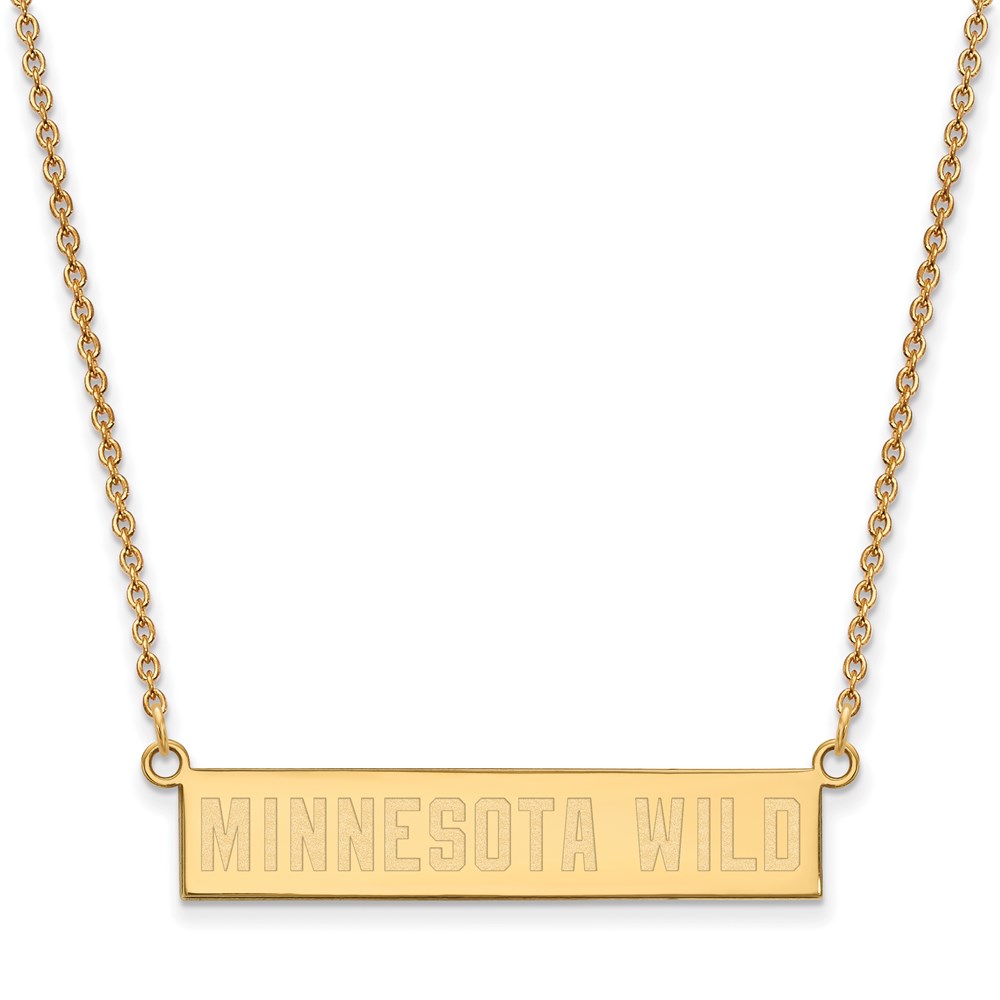 SS 14k Yellow Gold Plated NHL Minnesota Wild SM Bar Necklace