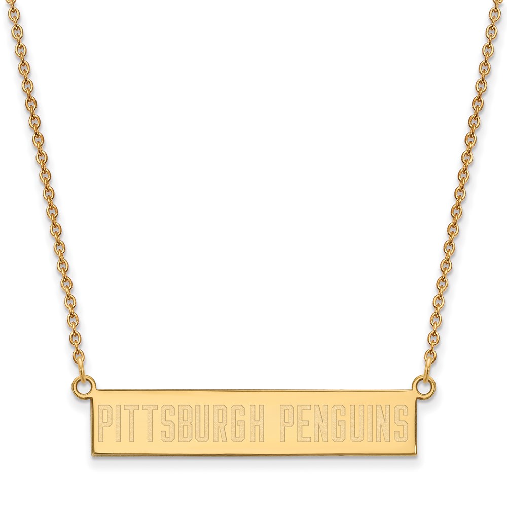 SS 14k Yellow Gold Plated NHL Penguins SM Bar Necklace