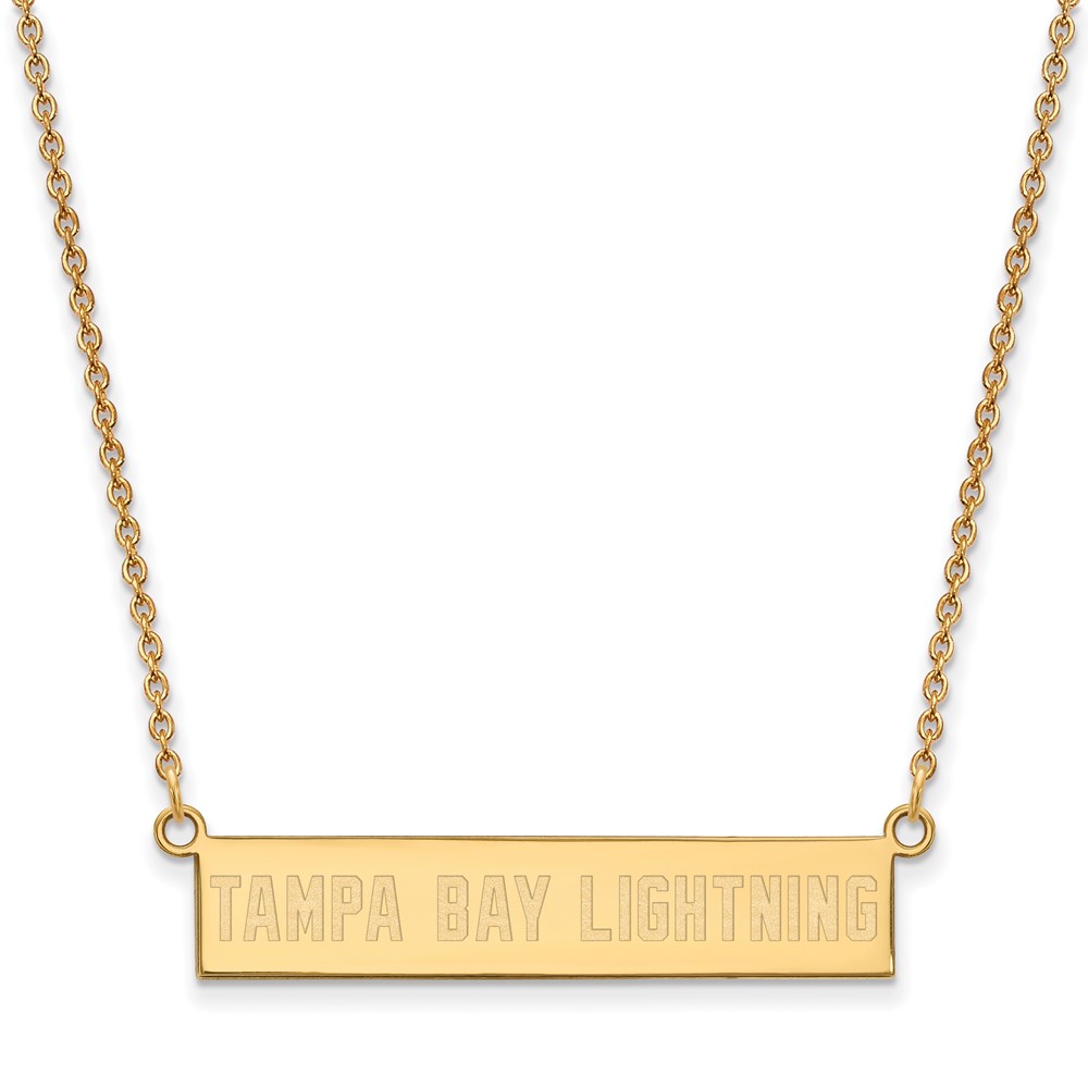 SS 14k Yellow Gold Plated NHL Tampa Lightning SM Bar Necklace
