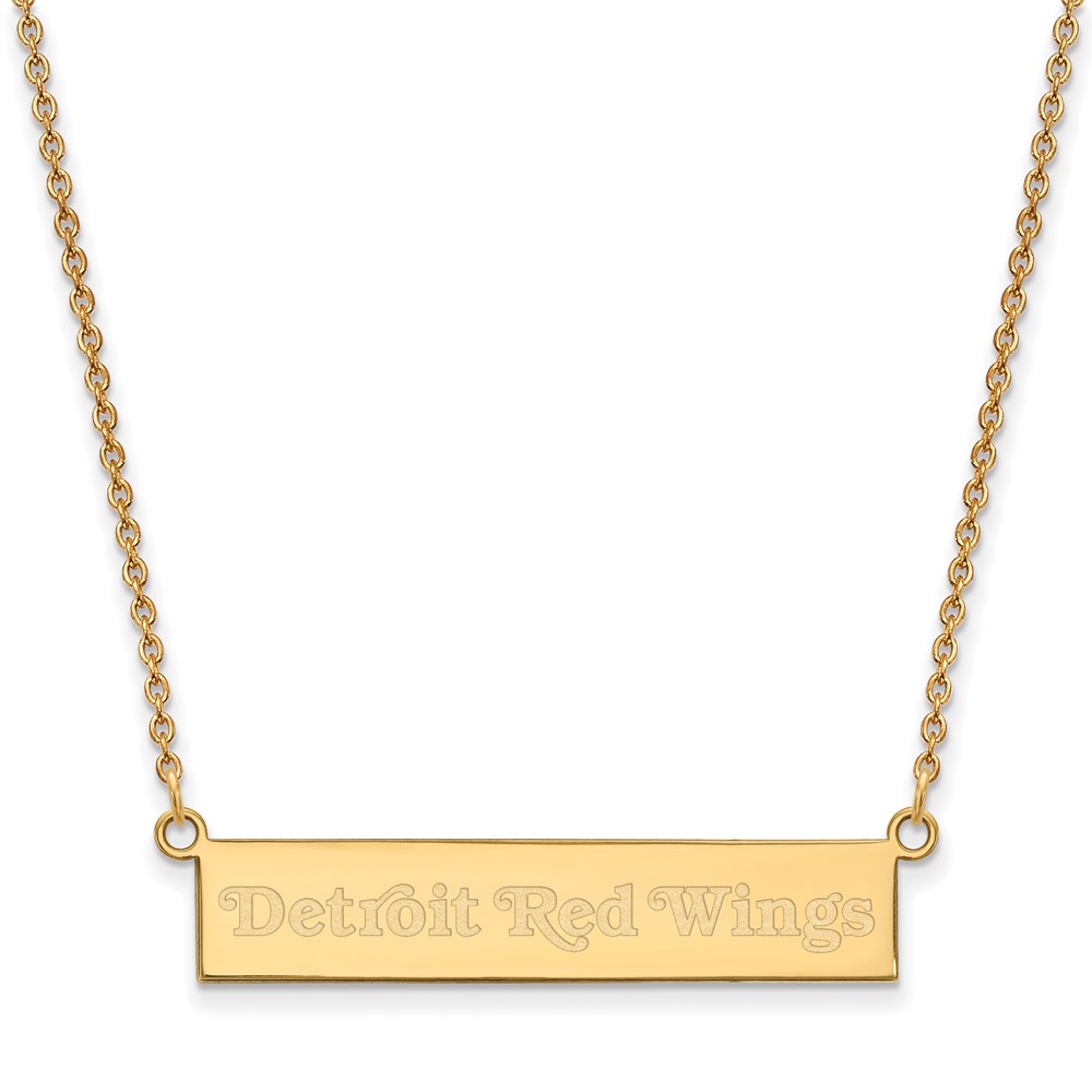 SS 14k Yellow Gold Plated NHL Detroit Red Wings SM Bar Necklace, 18 In