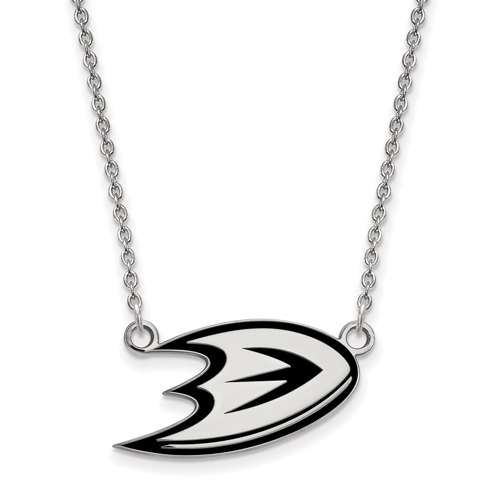 Sterling Silver NHL Anaheim Ducks SM Enamel Necklace, 18 In