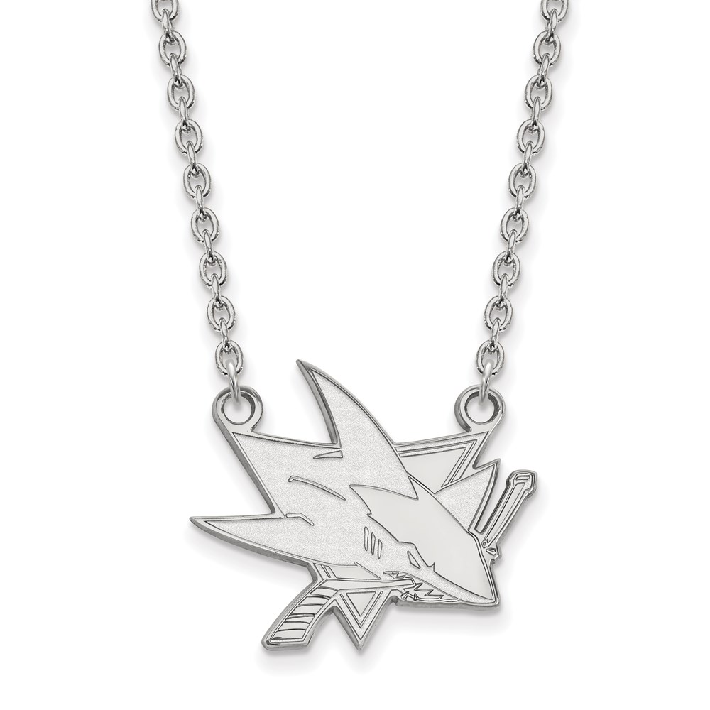 Sterling Silver NHL San Jose Sharks Necklace, 18 Inch