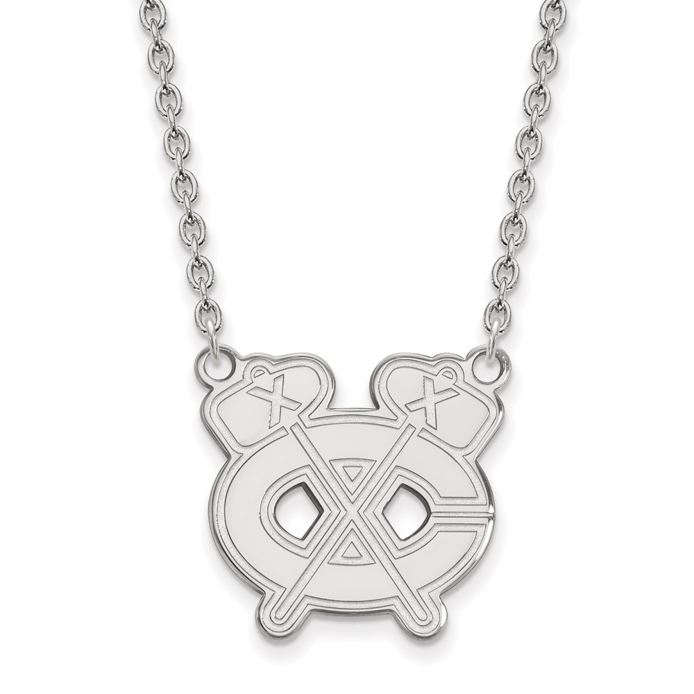 Sterling Silver NHL Chicago Blackhawks LG Necklace, 18 In