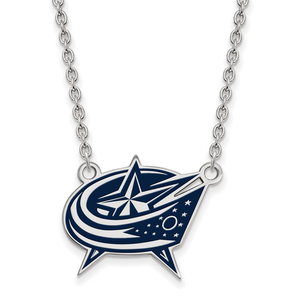 Sterling Silver NHL Blue Jackets LG Enamel Necklace