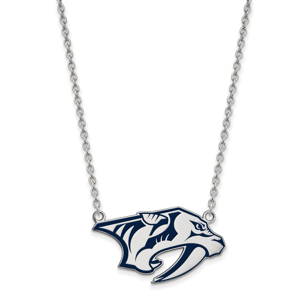 Sterling Silver NHL Predators Enamel Necklace, 18 Inch