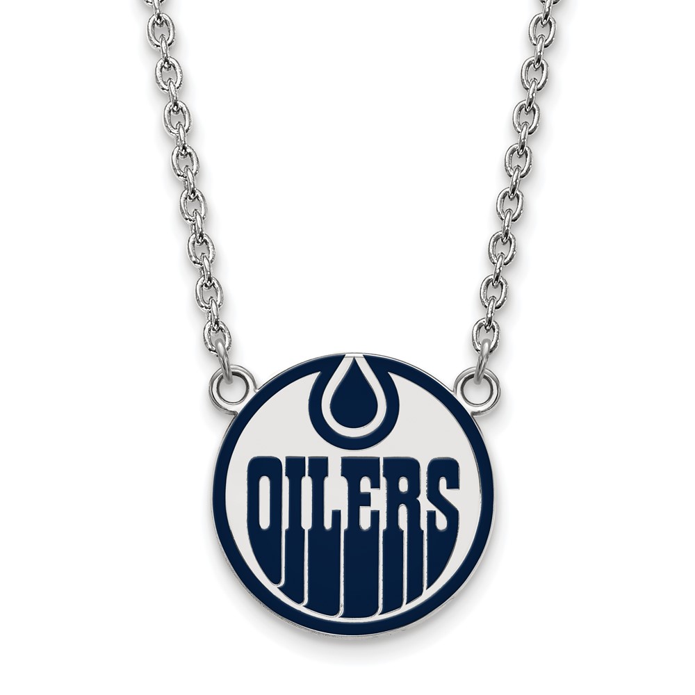 Sterling Silver NHL Edmonton Oilers Large Enamel Necklace