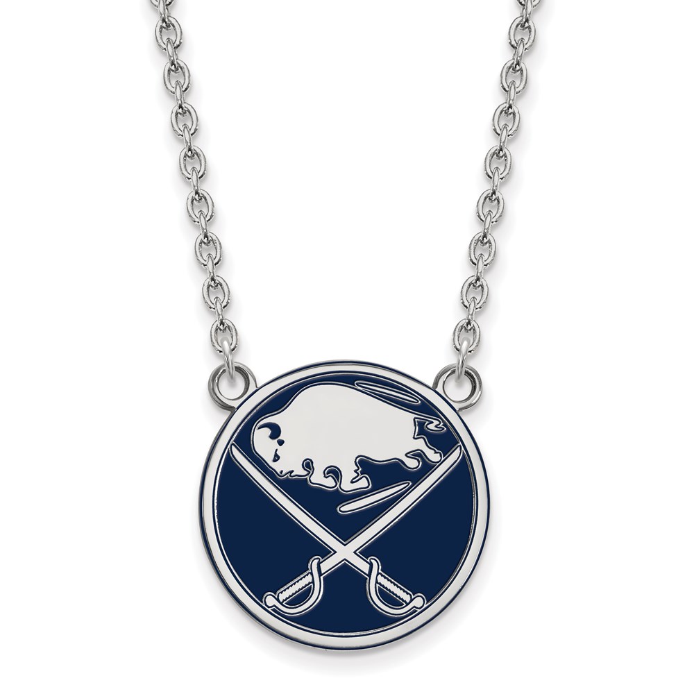 Sterling Silver NHL Buffalo Sabres LG Enamel Necklace, 18 In