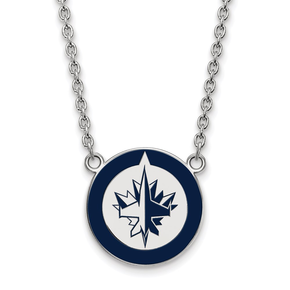 Sterling Silver NHL Winnipeg Jets Enamel Necklace, 18 In