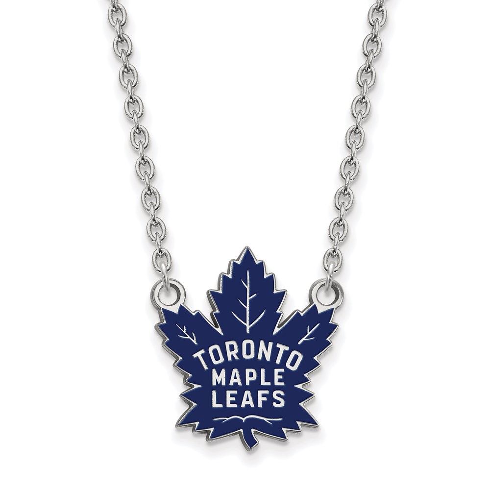 Sterling Silver NHL Maple Leafs Enamel Necklace, 18 Inch
