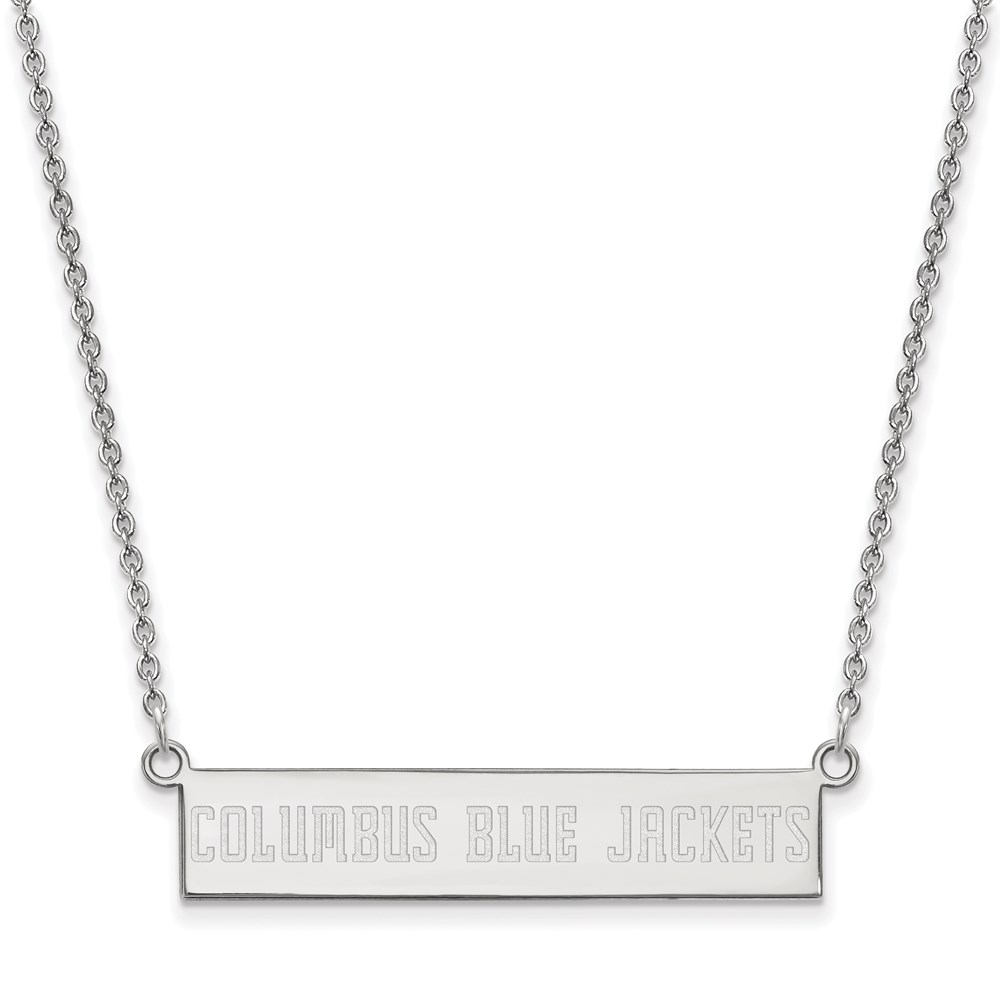 Sterling Silver NHL Blue Jackets SM Bar Necklace, 18 In