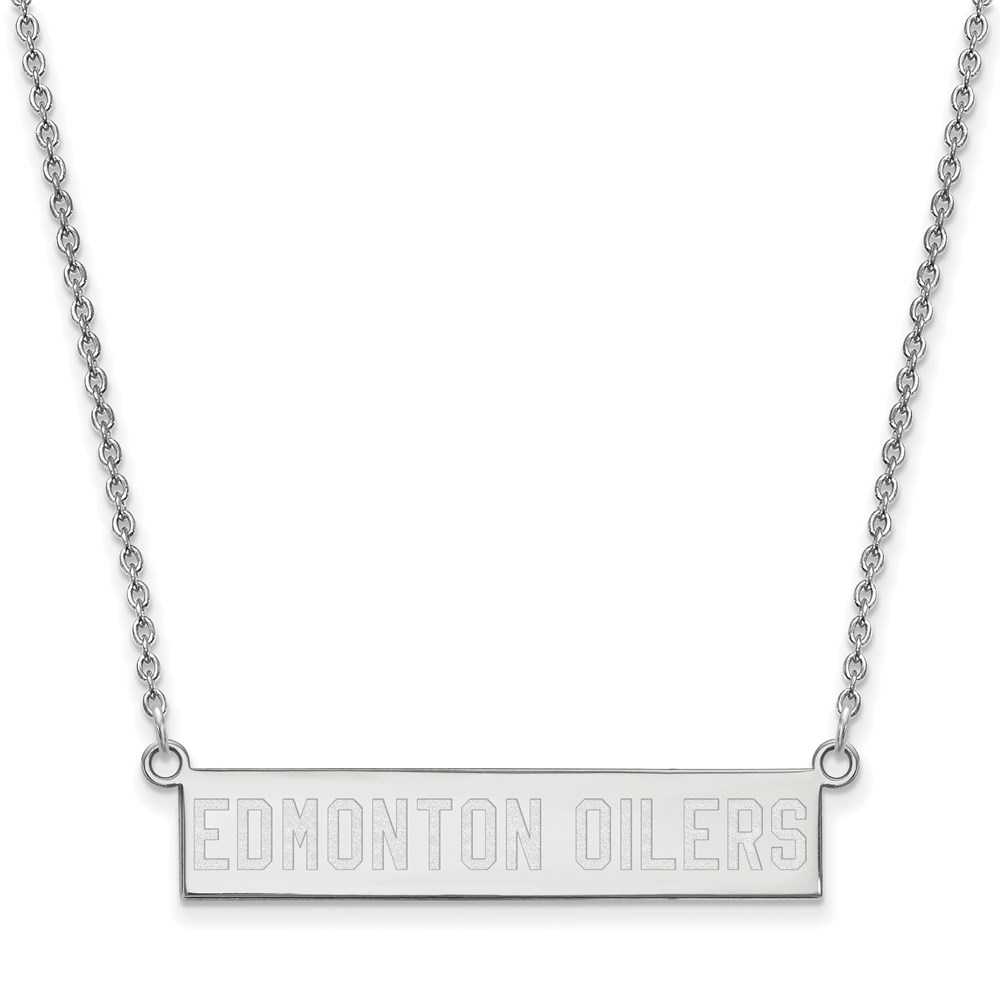 Sterling Silver NHL Edmonton Oilers Bar Necklace, 18 In