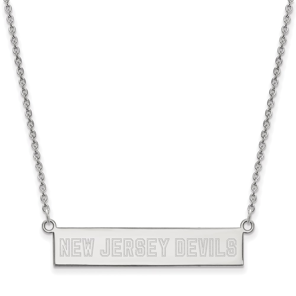 Sterling Silver NHL New Jersey Devils SM Bar Necklace, 18 In