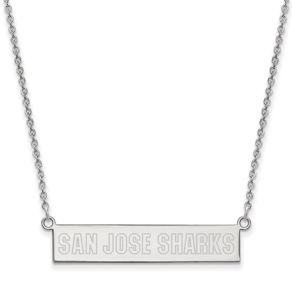 Sterling Silver NHL San Jose Sharks Bar Necklace, 18 In