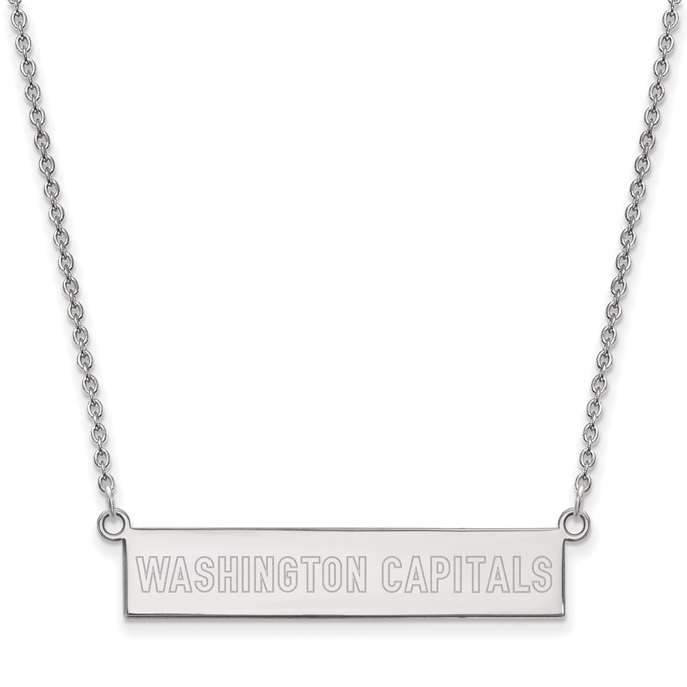 Sterling Silver NHL Capitals SM Bar Necklace, 18 In