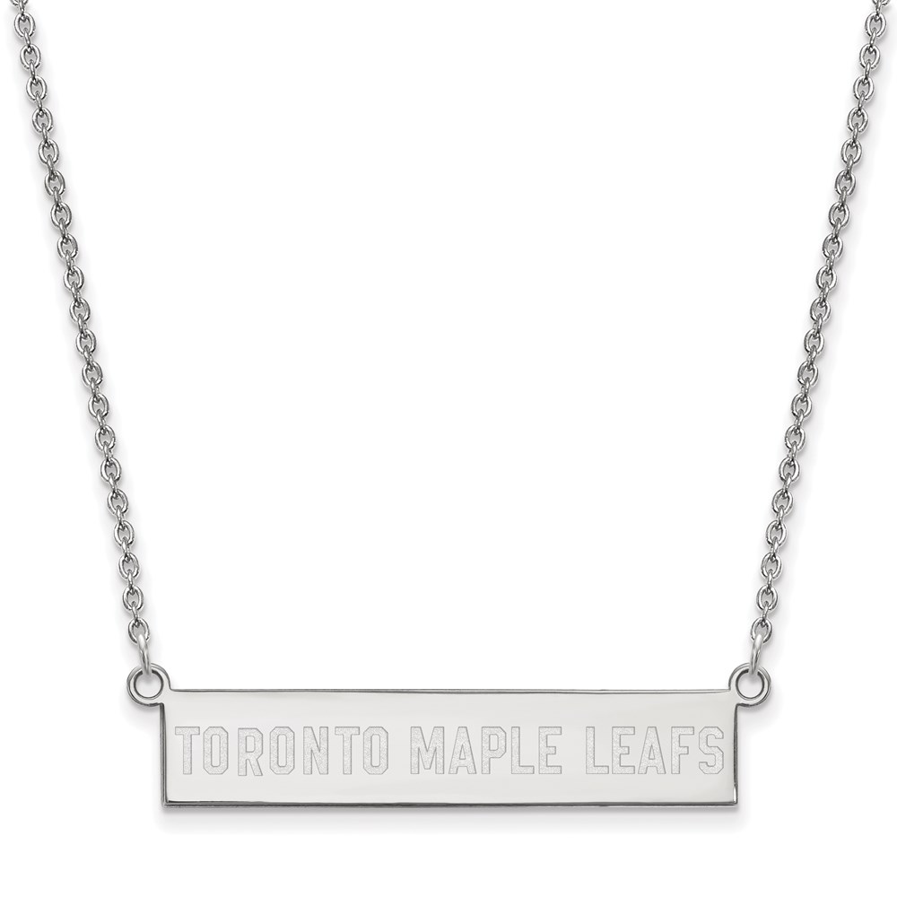 Sterling Silver NHL Maple Leafs Bar Necklace, 18 In