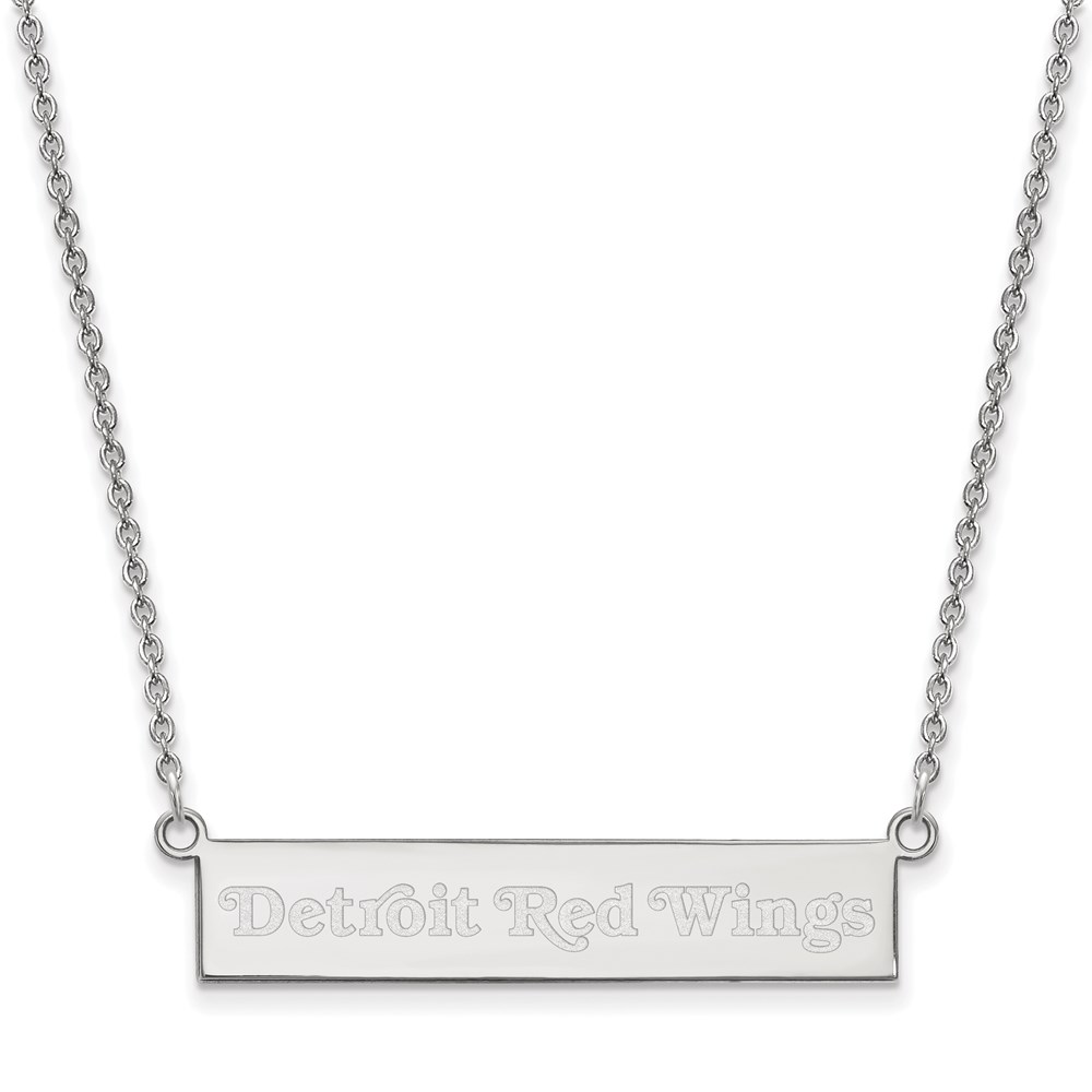 Sterling Silver NHL Detroit Red Wings Bar Necklace, 18 In