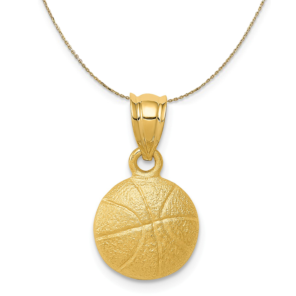 14k Yellow Gold Satin Basketball Necklace