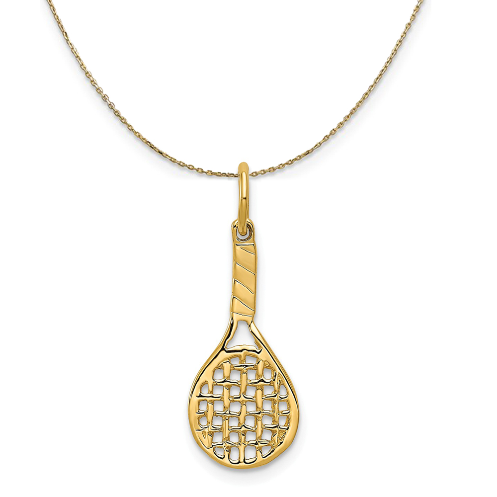 14k Yellow Gold 3D Racquet Necklace