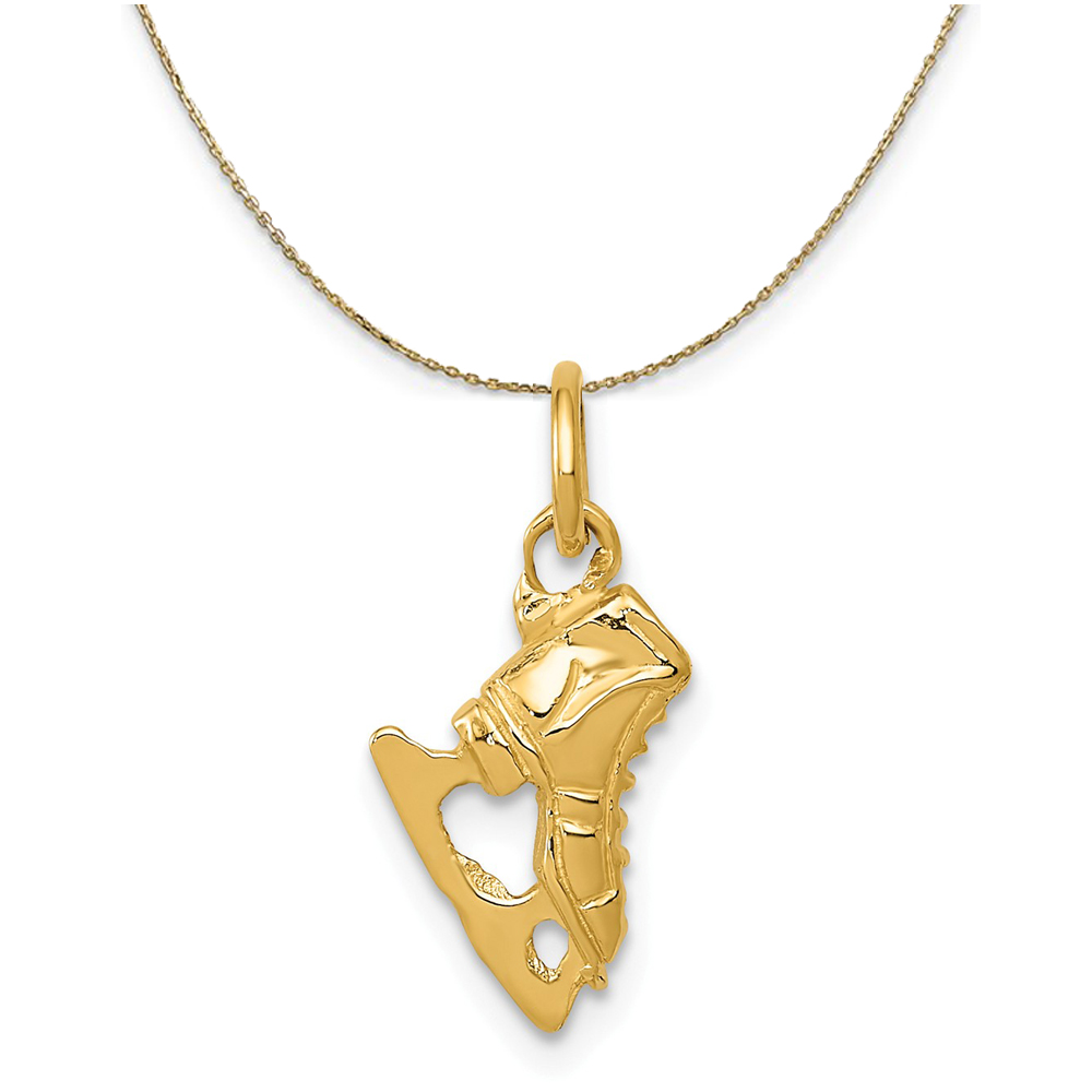 14k Yellow Gold Mini 3D Ice Skate Necklace