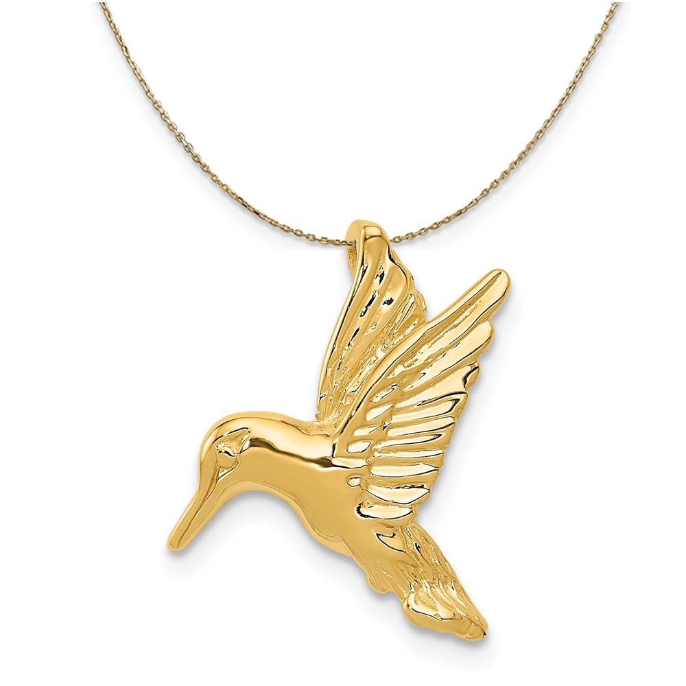 14k Yellow Gold Hummingbird Slide Necklace