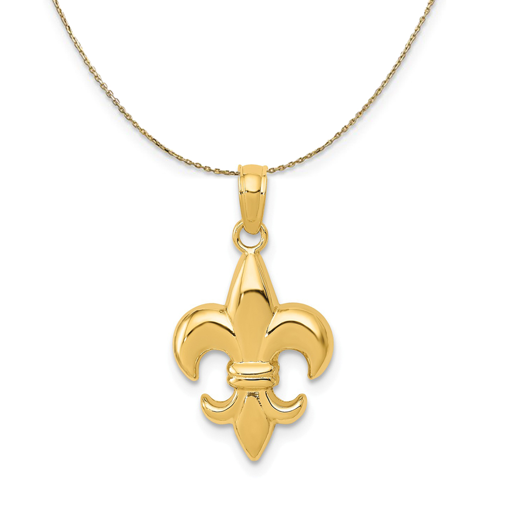 14k Yellow Gold Polished Fleur De Lis Necklace