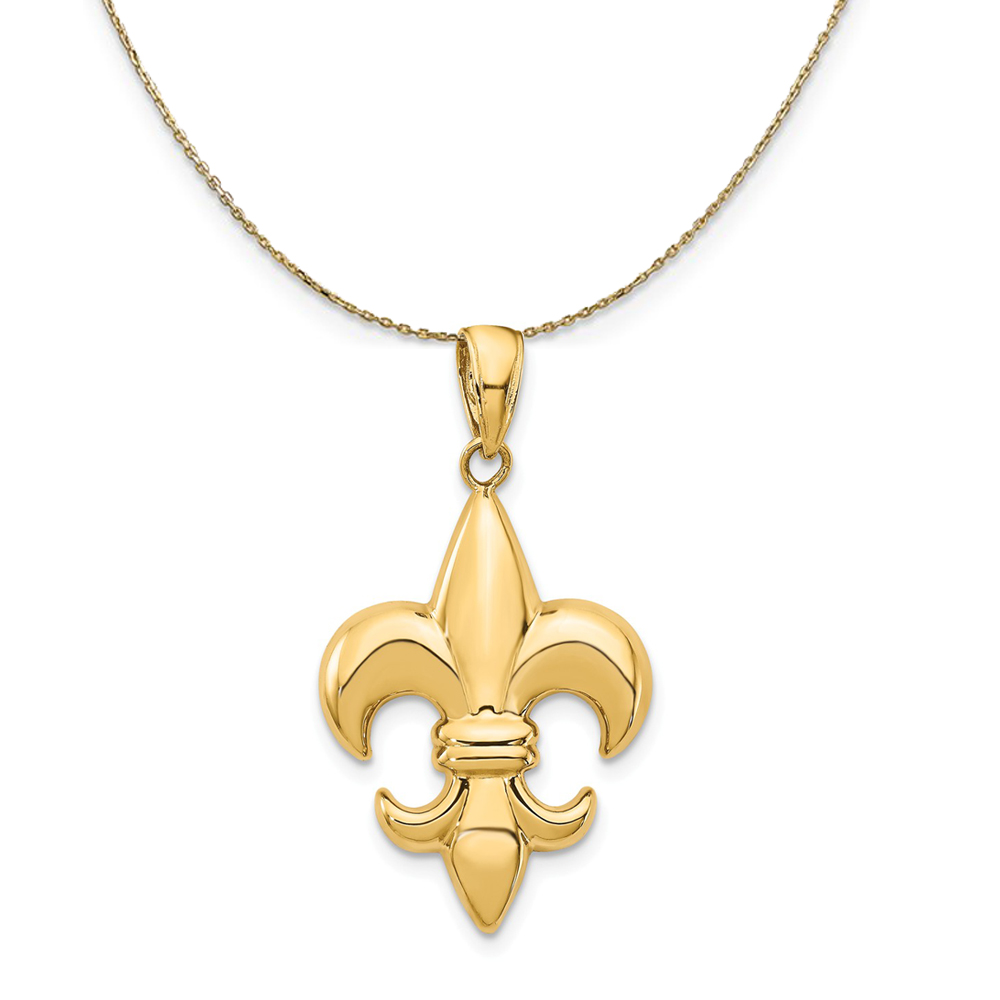 14k Yellow Gold Polished Fleur De Lis Necklace