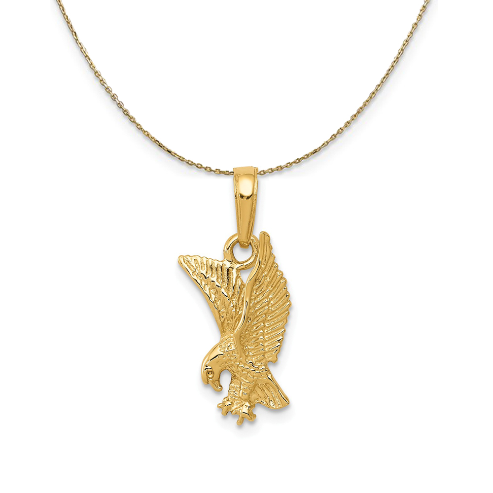 14k Yellow Gold 2D Landing Eagle Necklace