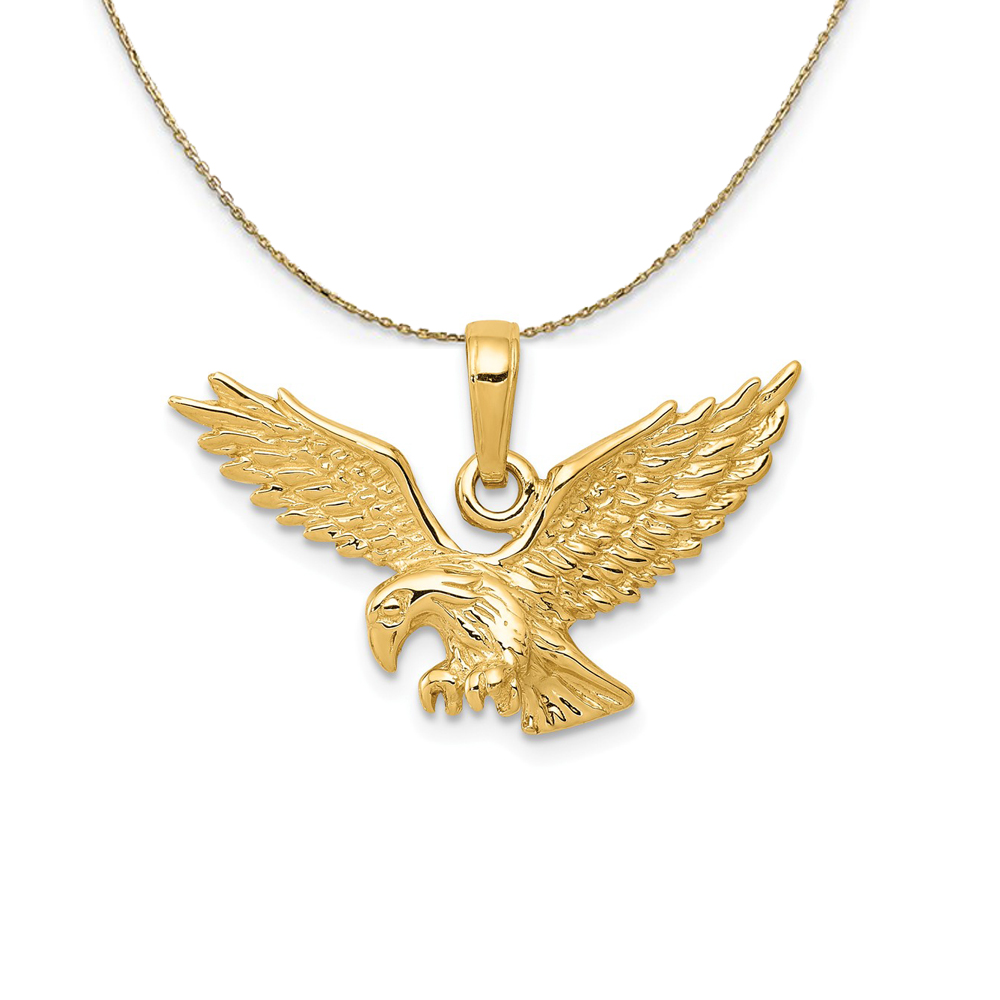 14k Yellow Gold Polished Eagle (25mm) Necklace