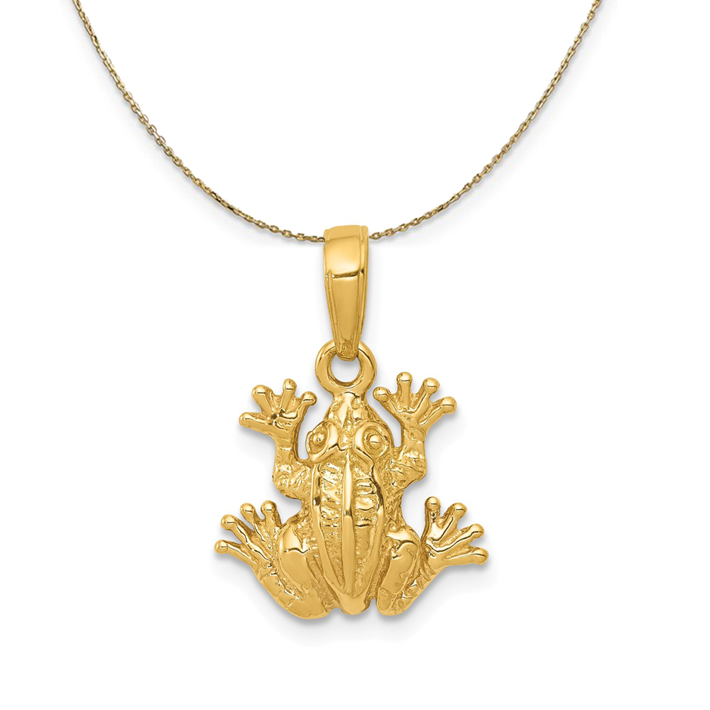 14k Yellow Gold 2D Frog Necklace
