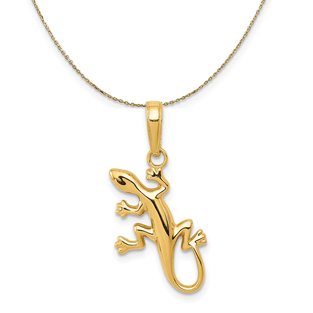 14k Yellow Gold 2D Polished Lizard Necklace
