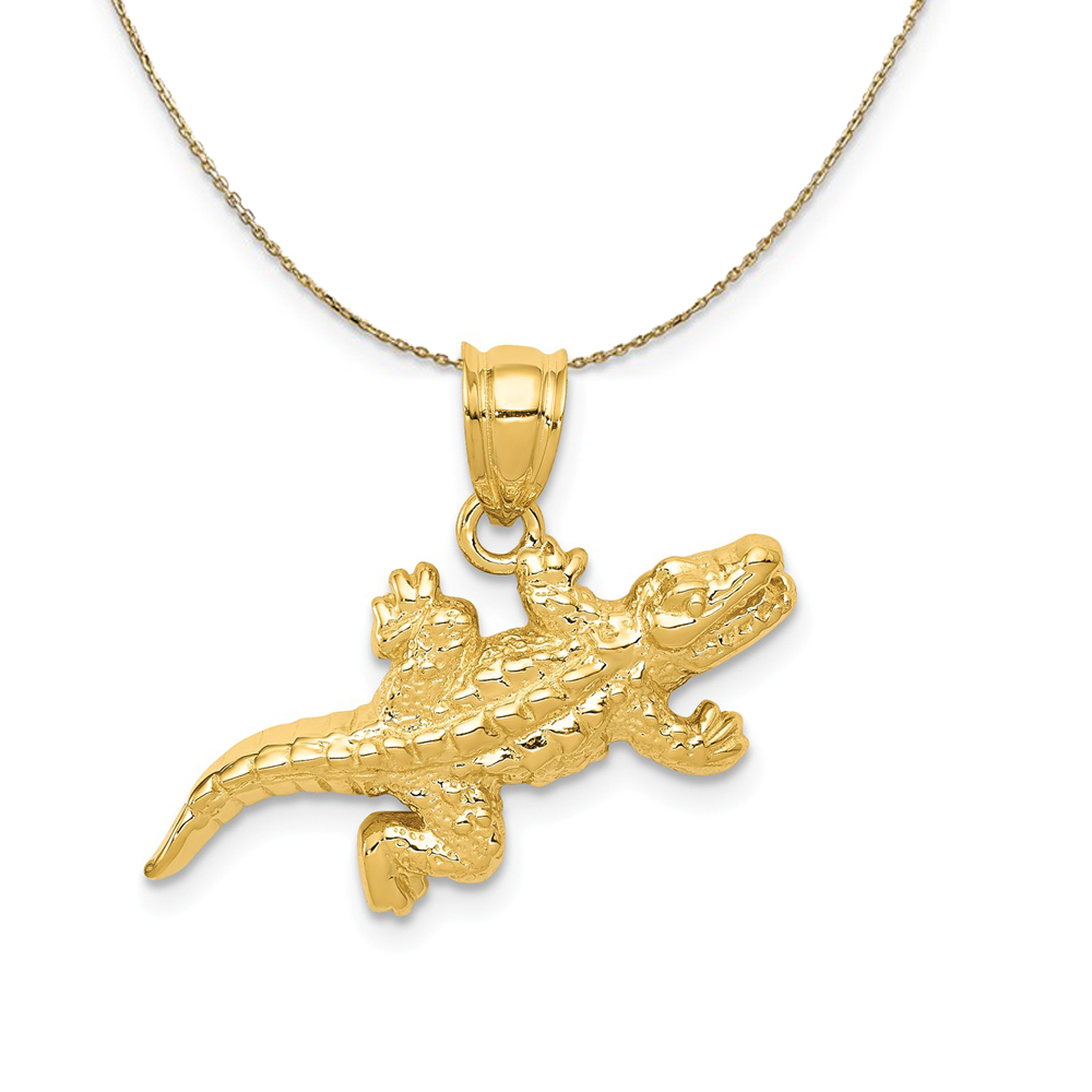 14k Yellow Gold Polished 2D Alligator Necklace
