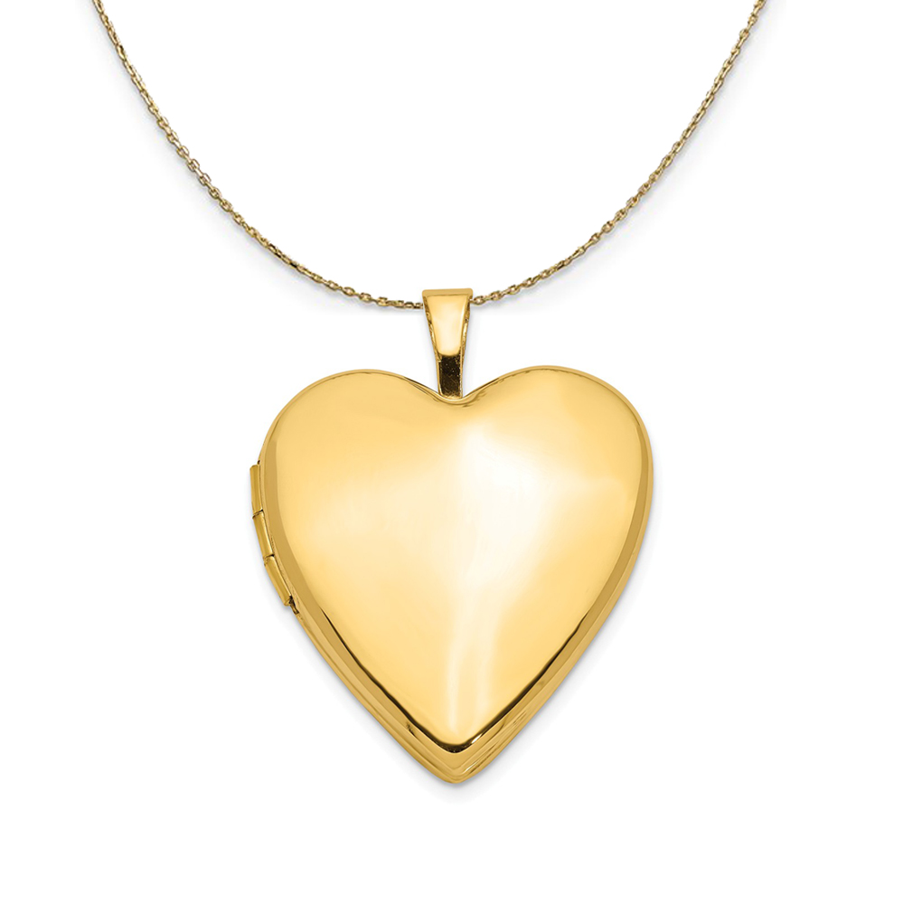 14k Yellow Gold 20mm Polished Heart Locket Necklace
