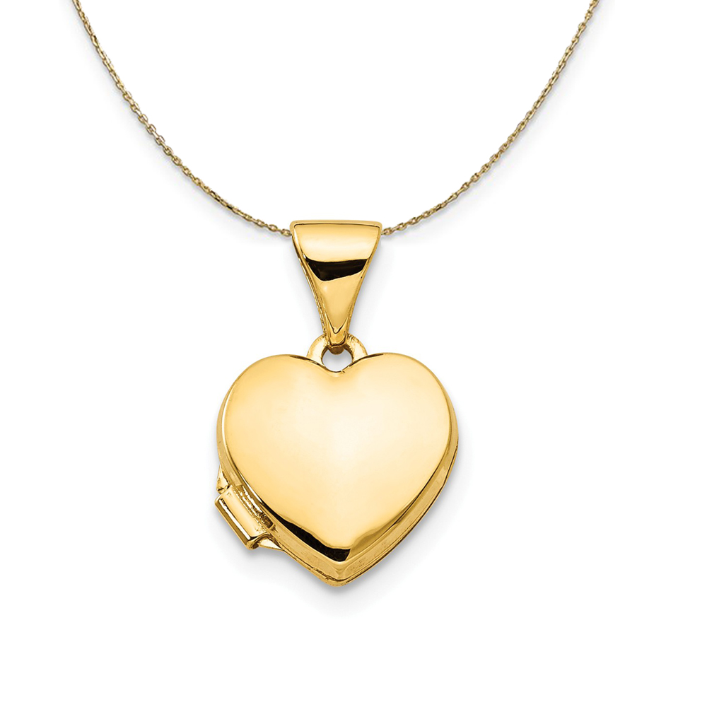 14k Yellow Gold 10mm Polished Heart Shaped Locket Necklace