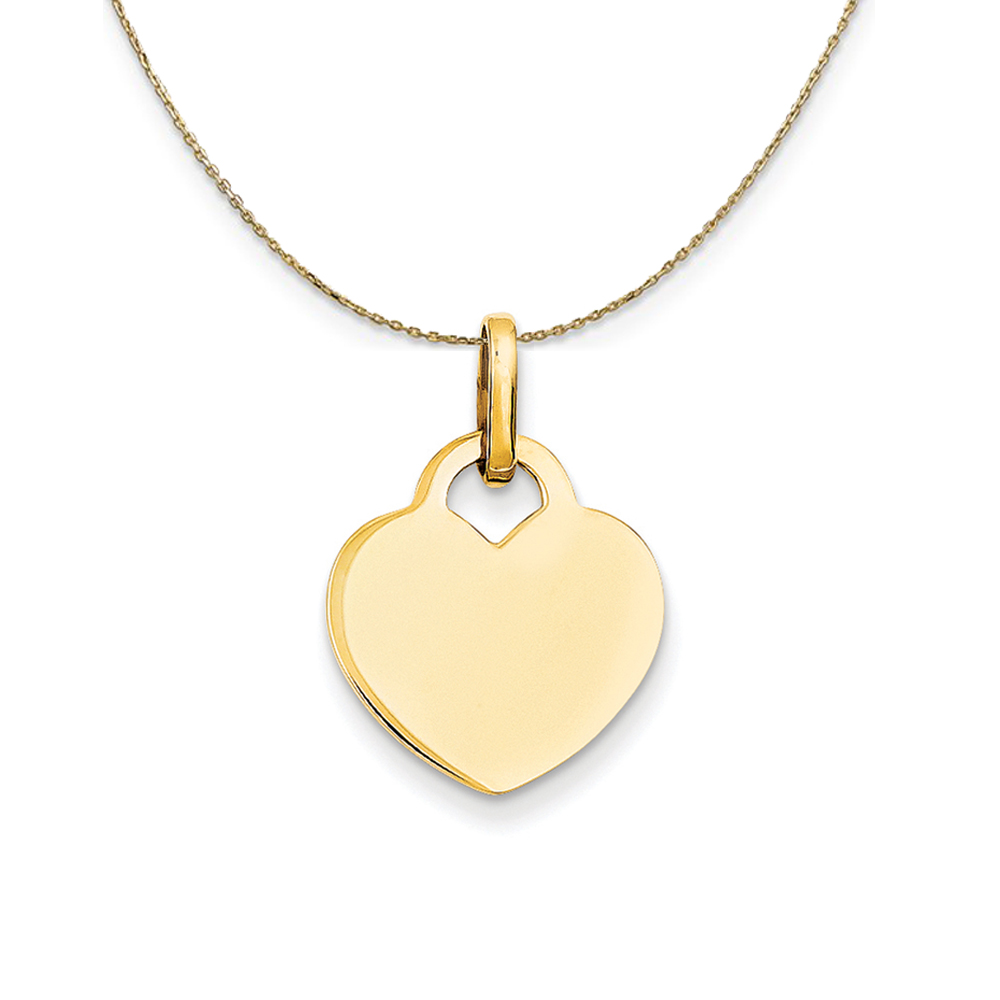 14k Yellow Gold Engravable Heart Necklace
