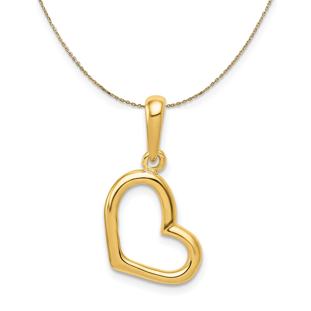 14k Yellow Gold Polished Plain Heart Necklace