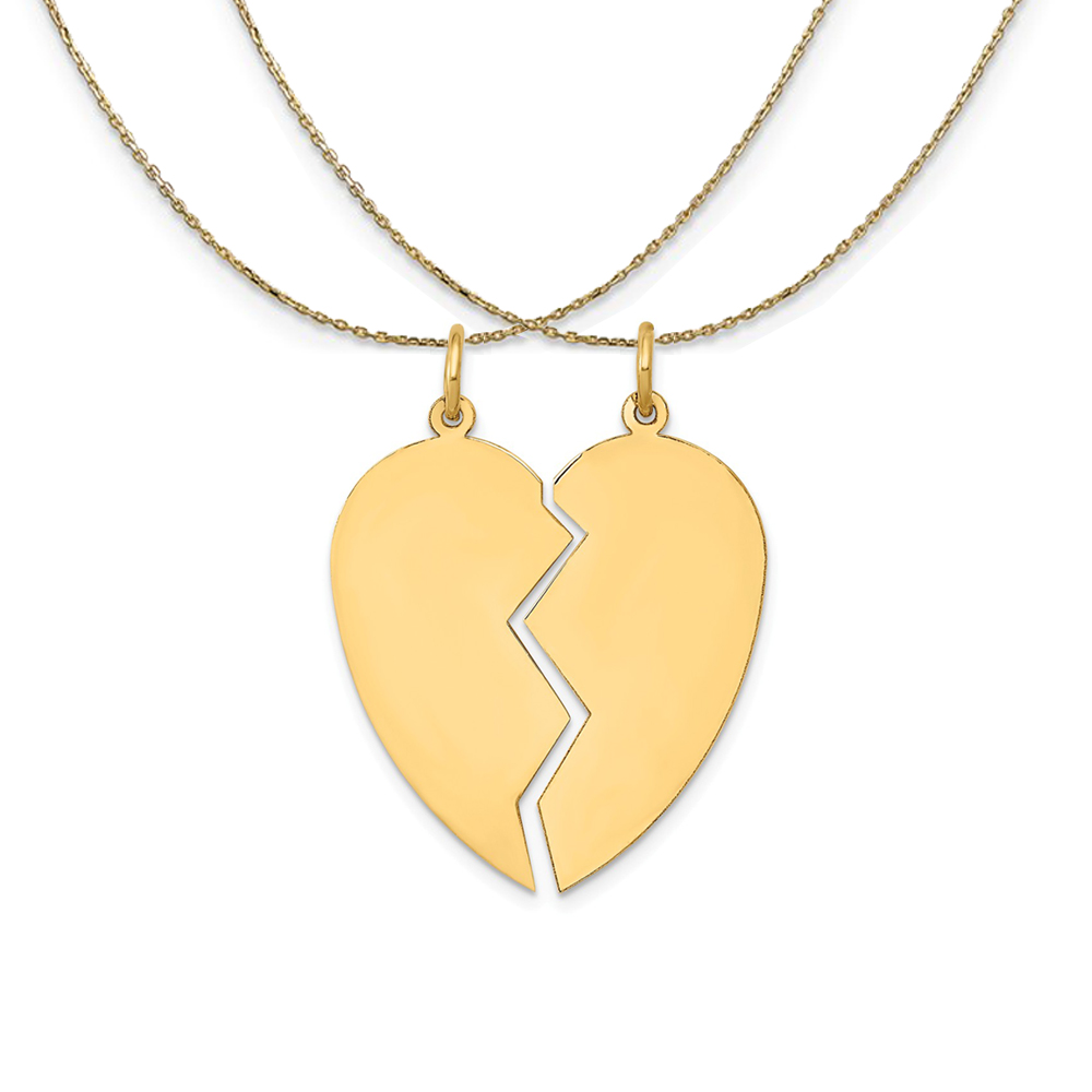 14k Yellow Gold Heart Set of 2 Charms (26mm) Necklace