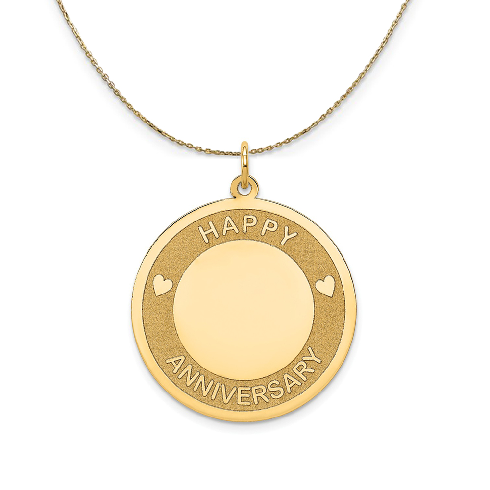 14k Yellow Gold Happy Anniversary Disc (25mm) Necklace